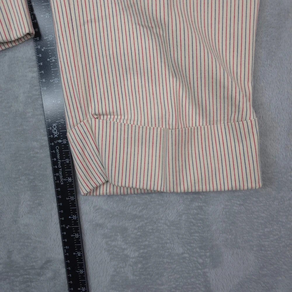 Bandolino Capri Pants Womens 10 White Red Blue Striped Cuffed Stretch Nautical